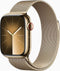 Apple Watch Series 9 Roestvrij Staal 41 mm (2023) - GPS + Cellular - goud - Milanees bandje goud