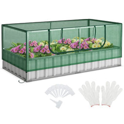 Coast Minikas Groen/Zilver - Verhoogd Tuinbed met Oprolbare Deur - 8 T-Labels