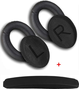 Oorkussens Met Hoofdband Set Geschikt Voor Bose QuietComfort 25/35/35II QC25 QC 35 QC35 II QC45 - Vervangende Koptelefoon Earpads - Oorkussens Met Noise Cancelling - Zacht Memory Foam Eiwitleer - Zwart
