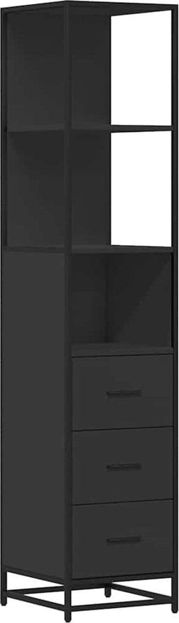 vidaXL - Badkamerkast - 35x37,5x166 - cm - bewerkt - hout - zwart