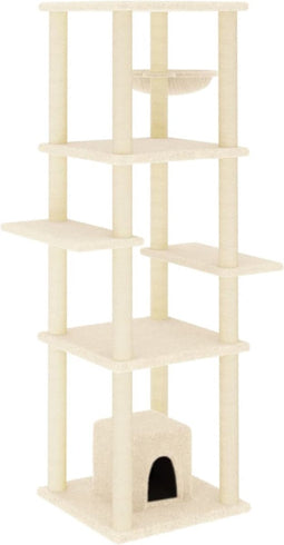 vidaXL - Kattenmeubel - met - sisal - krabpalen - 154 - cm - crèmekleurig
