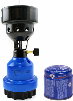 Camping kookstel/kookpit - metaal - blauw - incl. gas navulling priktank