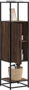 vidaXL - Hoge - kast - 35,5x35x139 - cm - bewerkt - hout - en - metaal - bruin - eiken