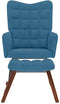 vidaXL - Schommelstoel - met - krukje - fluweel - blauw