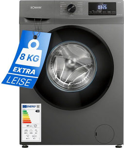 Bomann WA 7185 T - Wasmachine - 8KG - 1400 toeren - 15 programma's - Stoomfunctie - Grijs