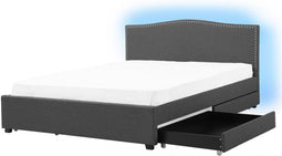MONTPELLIER - Bed opbergruimte LED - Donkergrijs - 160x200 cm - Stof