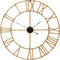 J-Line wandklok Roman - rotan/metaal - naturel - large - Ø 100 cm - woonaccessoires