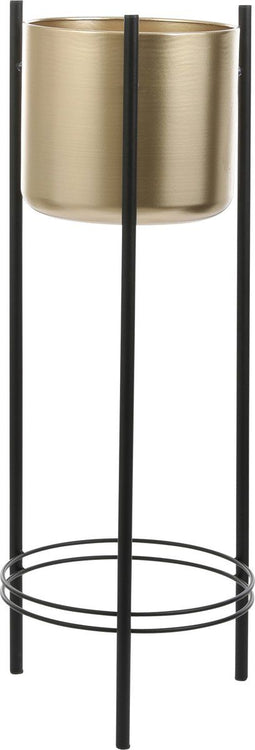 Mica Decorations Sverre Bloempot op Standaard - H81 x Ø27 cm - Metaal - Goud, Zwart