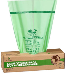 Mr. Green Mind vuilniszakken Bio | 60 liter | groen | doos van 60 stuks