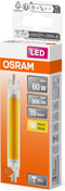 OSRAM LED Slim Line slanke meerkleurige LED-lamp met R7s retrofit-basis, 8 W / 806 lm, helder, warm wit licht met 2700 K, niet-dimbaar, IP20, loodvrij glas, 16 mm diameter.