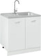 vidaXL - Gootsteen - met - afvoerset - 800x600x155 - mm - roestvrij - staal - zilver