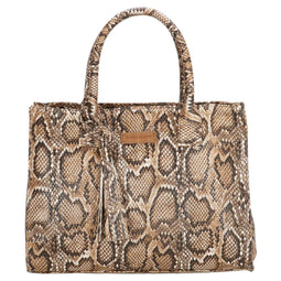 Enrico Benetti Jackie 66446 - dames handtas - slangenprint - bruin