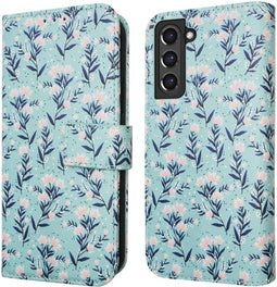 iMoshion Hoesje Geschikt voor Samsung Galaxy S21 FE Hoesje Met Pasjeshouder - iMoshion Design Bookcase smartphone - Blauw / Blue Flowers