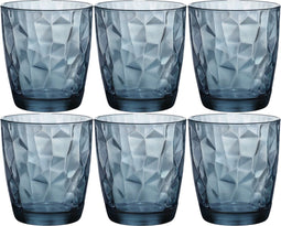 Bormioli Rocco Diamond waterglas - Blauw - 30 cl - Set-6