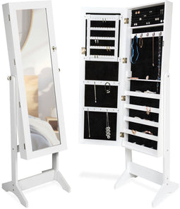 tectake® Luxe Spiegelkast - Sieradenkast - Kantelbaar - Wit - ca. 147 x 45 x 37 cm