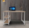 Bureau computer tafel - met opbergplanken - wit metaal bruin hout - 110 cm breed