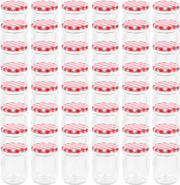vidaXL - Jampotten - met - wit - met - rode - deksels - 48 - st - 230 - ml - glas