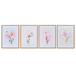 Schilderij Home ESPRIT Blommor Shabby Chic 30 x 1,8 x 40 cm (4 Stuks)