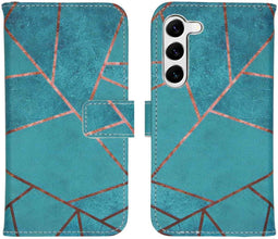 iMoshion Hoesje Geschikt voor Samsung Galaxy S23 Hoesje Met Pasjeshouder - iMoshion Design Softcase Bookcase - Blauw / Blue Graphic
