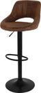 Alora Barkruk Industrial Donkerbruin - Barkrukken set van 2 - Barstoel Kruk - Barstoelen met rugleuning - Keukenstoel