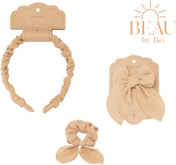 Mrs Ertha Haaraccessoires - Haarband + Scrunchie + Clip met strik - Sunshine