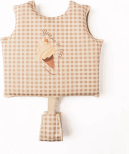 Mrs Ertha Puddlies Zwemvest/Drijfvest - Vintage Squares - Maat 3-6 jaar