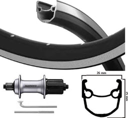 Kgs achterwiel 28 inch (622) stratos zw/zilver 8/9 speed uitval