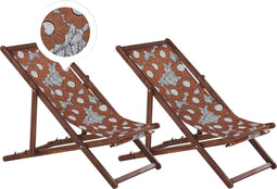 ANZIO - Strandstoel set van 2 - Donkerhout/Rood - Polyester