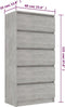 vidaXL - Ladekast - 60x35x121 - cm - bewerkt - hout - betongrijs