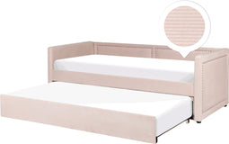 Beliani MIMIZAN - Eenpersoonsbed - Roze - Corduroy