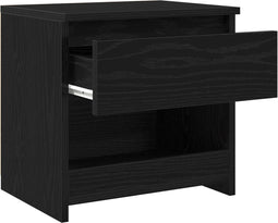 vidaXL - Nachtkastjes - 2 - stuks - Zwart - Eiken - 40x30x39 - cm - Bewerkt - Hout