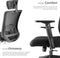 tectake® Phoibe - Ergonomische Bureaustoel - Verstelbare Hoofdsteun - Zwart