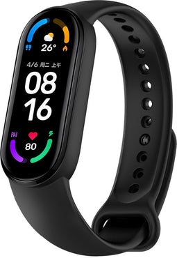 iMoshion Bandje Geschikt voor Xiaomi Mi Band 5 / 6 - iMoshion Siliconen band inkliksysteem ronde sluiting - Zwart