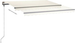vidaXL - Luifel - handmatig - uittrekbaar - met - LED - 450x350 - cm - crèmekleurig