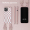 Selencia Hoesje Geschikt voor iPhone 12 Pro Max Hoesje Met Koord - Selencia Siliconen design hoesje met afneembaar koord - Roze / Irregular Check Sand Pink