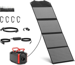 MSW Powerstation incl. zonnepaneel - 4 x USB - snel opladen 18 W - 1 x USB C - 5 x DC - AC 100 - 240 V, 200/300 W