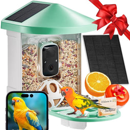 Intelligente vogelvoederdispenser met 2K HD-camera, vogelidentificatie, 3 zonnecellen, vogelobservat