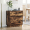 vidaXL - Nachtkastje - met - LED - in - Gerookt - Eiken - 71x34.5x75 - cm - Geperst - Hout