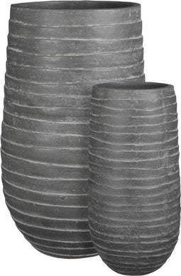 Mica Decorations Mount Bloempotten - H79 x Ø42 cm - Terra - Grijs - Set van 2