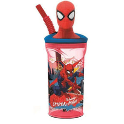 Beker met Rietje Spider-Man Moving Target 360 ml 3D