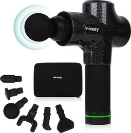 Niceey Massage Gun Pro - Massage Pistool - 30 Snelheden - 6 Opzetstukken - Zwart