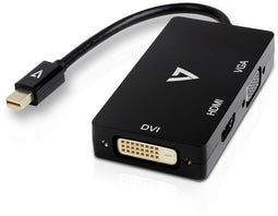 V7 V7MDP-VGADVIHDMI-1E - Adapter Mini DisplayPort naar HDMI DVI VGA - 10cm - Zwart