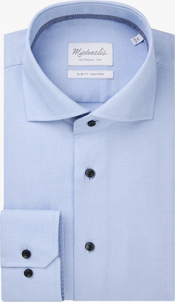 Michaelis slim fit heren overhemd - Oxford - strijkvriendelijk - blauw - boordmaat 43