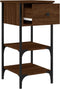 vidaXL - Nachtkastje - 34x36x70 - cm - bewerkt - hout - bruin - eikenkleur