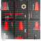 tectake® 6-delige Gereedschapswand - Geperforeerde Plaat - 240 x 60 cm - 53 Haken en Houders - Staal - Zwart Rood