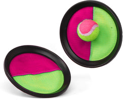 Atosa Vangbalspel met klittenband - roze/groen - dia 15 cm - strand spelletjes speelgoed - Vakantie/camping