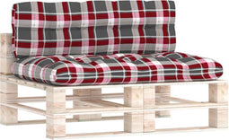 vidaXL - Palletkussens - 2 - st - ruitpatroon - stof - rood