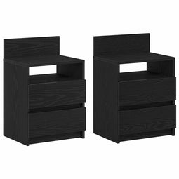 vidaXL - Nachtkastjes - 2 - st - met - 2 - lades - 40x33x60 - cm - zwart
