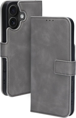 Mobiparts iPhone 16 - Classic Wallet Case - MagSafe Compatible - Grijs
