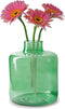 Jodeco Bloemenvaas Willem - transparant groen glas - 19 x 23 cm - fles vorm vaas